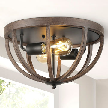 Darlene 13" Iron Rustic Farmhouse LED Flush Mount - JONATHAN Y